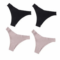 Ice Silk Low Rise Panties Seamless Underwear Women V-Shaped Briefs Quick-Drying Sports Thongs Female Underpants S-L 4Pcs/Set