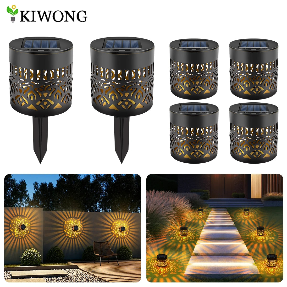 Outdoor Solar Powered Wall Light with Mandala Design Projection for Garden Yard Patio Decoration Solar Decor Light 2 Install way