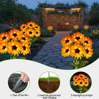 Solar Garden Lights Outdoor Sunflowers Garden Decor Lawn Lamp Waterproof Outdoor Decorations for Landscape Ard Patio Fence