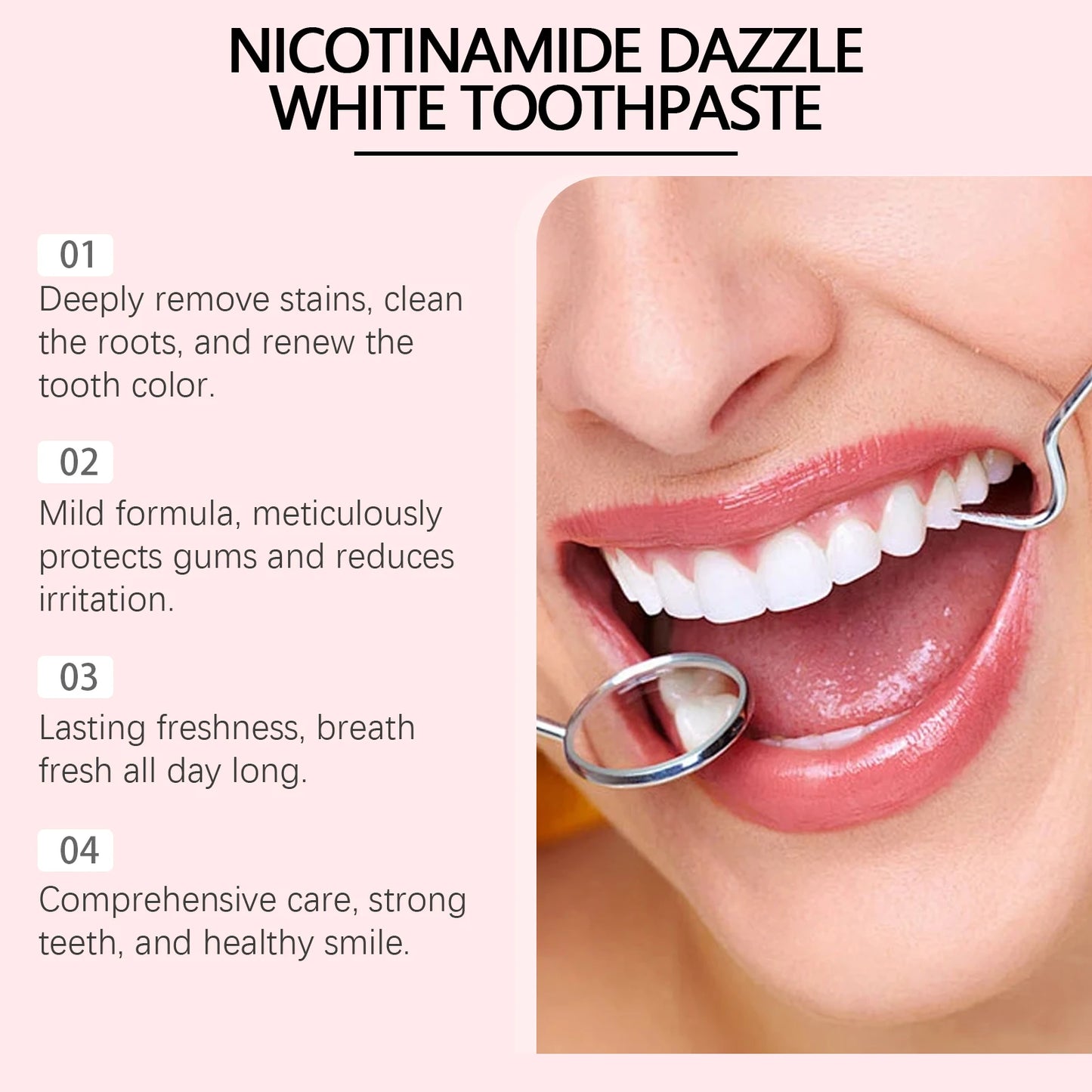 Niacinamide Whitening Toothpaste Dental Stains Removing Prevent Bad Breath Oral Cleaning Refreshing Reduces Plaque Toothpaste