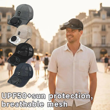 Solar Fan Hat USB Rechargeable Sunscreen Cap with Built-in Fan Outdoor Sun Protection Sunhat for Fishing Hiking Golf Camping