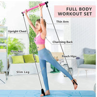 Multifunctional Pilates Bar Combination Fitness Bar Yoga Chest Expansion Tension Rope Back Trainer Elastic Rope Stretching Belt