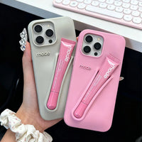 Lemontini Phone Case for IPhone 11 12 13 14 15 16 Pro Max Plus 17 Air Makeup Lip Gloss Silicone Cover with Lip Glaze
