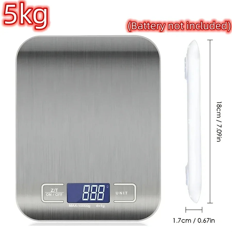 Digital Kitchen Scale LED Display 5kg/1g Stainless Steel Panel Electronic Scales Home Jewelry Food Snacks Weighing Baking Tools