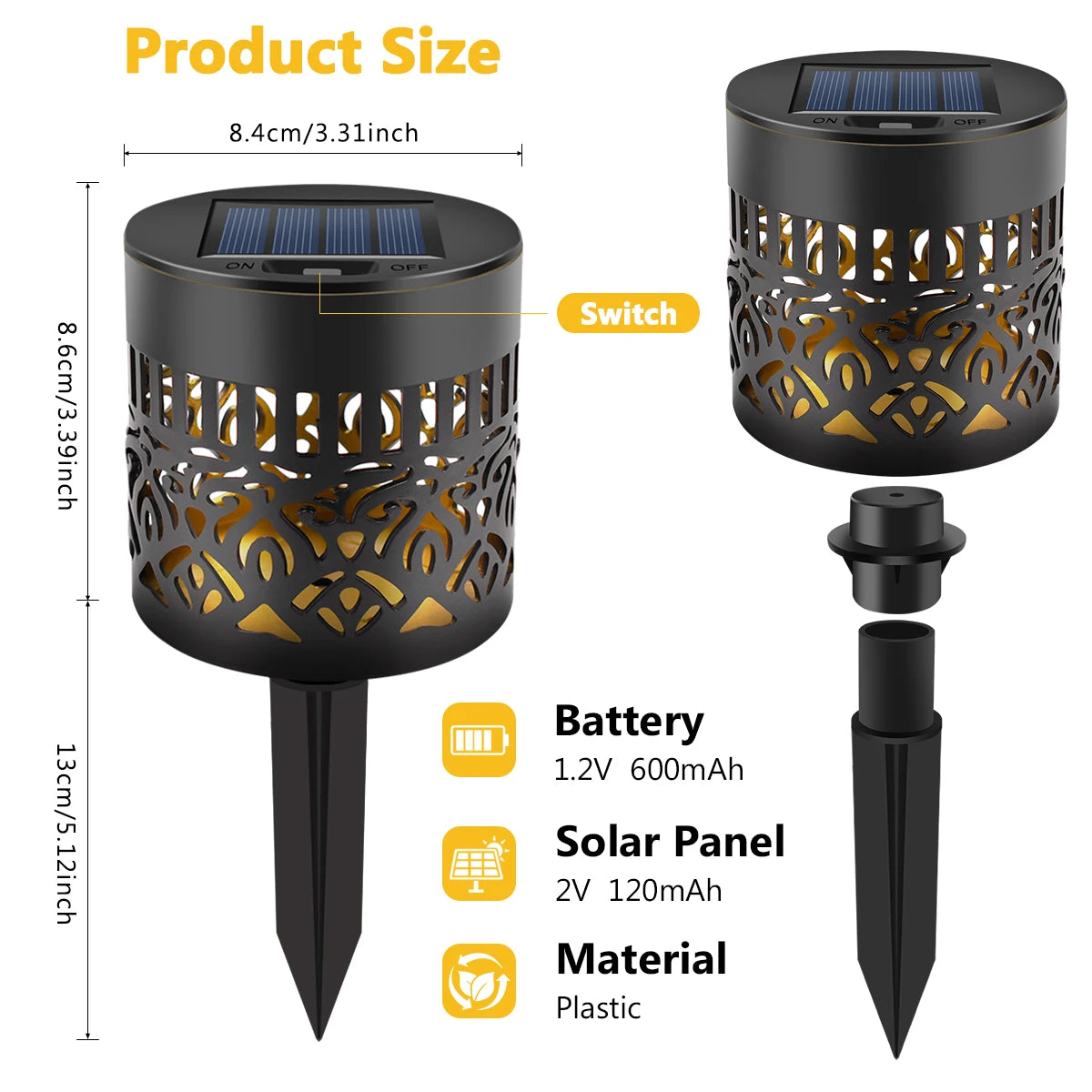 Outdoor Solar Powered Wall Light with Mandala Design Projection for Garden Yard Patio Decoration Solar Decor Light 2 Install way