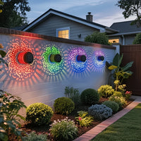 Solar Powered Mandala Sunflower Wall Light Outdoor Garden Decorative Lantern for Patio Courtyard Fence Landscape Lighting