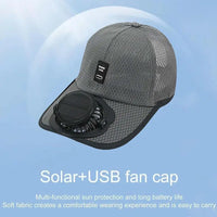 Solar Fan Hat USB Rechargeable Sunscreen Cap with Built-in Fan Outdoor Sun Protection Sunhat for Fishing Hiking Golf Camping