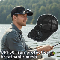 Solar Fan Hat USB Rechargeable Sunscreen Cap with Built-in Fan Outdoor Sun Protection Sunhat for Fishing Hiking Golf Camping