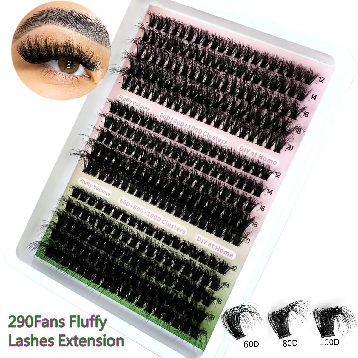 New 15Rows DIY 5D Fluffy Lash Clusters 60D-200D Thick Eyelash Clusters Wispy Individual Lashes 10-20mm Cluster Eyelash Extension