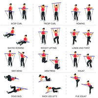 Multifunctional Pilates Bar Combination Fitness Bar Yoga Chest Expansion Tension Rope Back Trainer Elastic Rope Stretching Belt