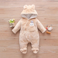 New Baby Plush Climbing Clothes Baby Warm and Thick Cartoon Dog Rabbit Cute Cotton Clothes for 0-2 Years Autumn and Winter