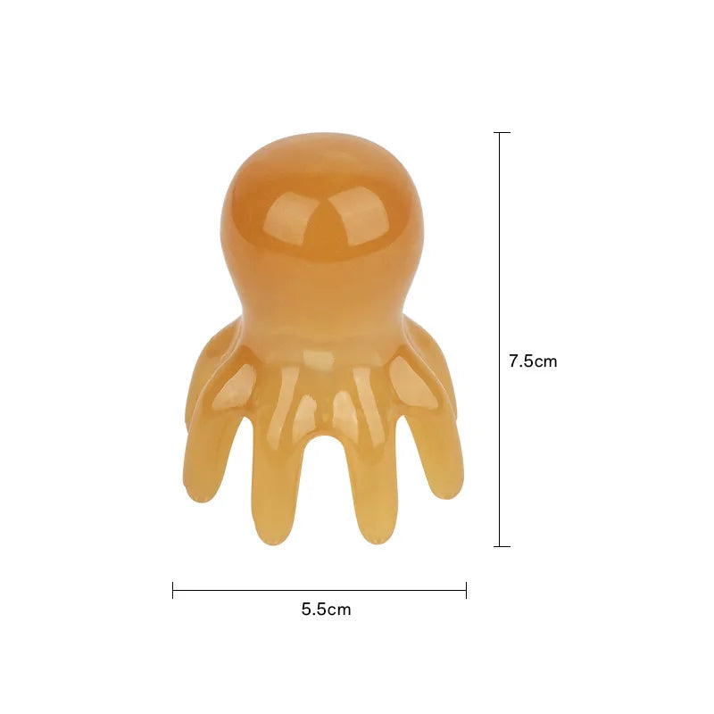 Resin Octopus Massage Comb Head Meridian Scraping Scalp Massage Brush Acupuncture SPA Gua Sha Massage Comb for Fatigue Relief