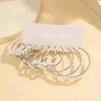 Fashion women's round earrings set, imitation pearl plated K gold jewelry gift