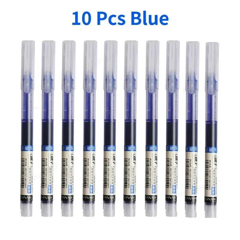 Needle Type Gel Pens Straight Liquid Ballpoint Pen Kawaii Stationery School Office Supplies Writing 10Pcs/set High