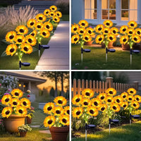 Solar Garden Lights Outdoor Sunflowers Garden Decor Lawn Lamp Waterproof Outdoor Decorations for Landscape Ard Patio Fence