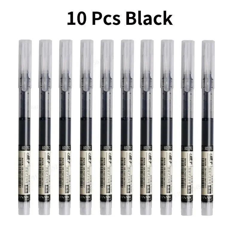 Needle Type Gel Pens Straight Liquid Ballpoint Pen Kawaii Stationery School Office Supplies Writing 10Pcs/set High
