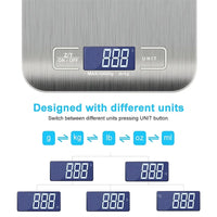 Digital Kitchen Scale LED Display 5kg/1g Stainless Steel Panel Electronic Scales Home Jewelry Food Snacks Weighing Baking Tools