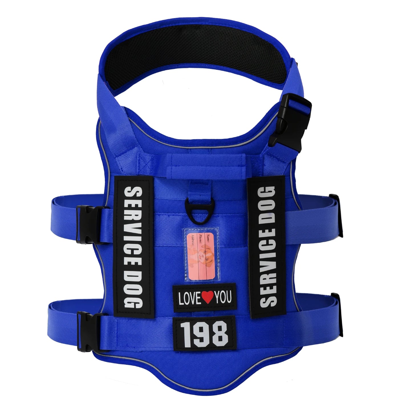Dog Harness with 4 Dog Patches, Reflective Pet Harness with Durable Soft Padded Handle for Training Med