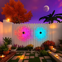 Solar Powered Mandala Sunflower Wall Light Outdoor Garden Decorative Lantern for Patio Courtyard Fence Landscape Lighting