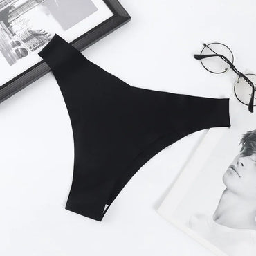 4Pcs/Set Seamless Ice Silk Underwear Low Rise Panties Women V-Shaped Briefs Quick-Drying Sport Thongs Female Underpants