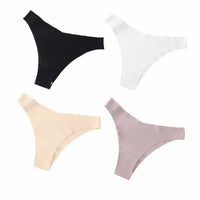 Ice Silk Low Rise Panties Seamless Underwear Women V-Shaped Briefs Quick-Drying Sports Thongs Female Underpants S-L 4Pcs/Set