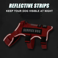 Dog Harness with 4 Dog Patches, Reflective Pet Harness with Durable Soft Padded Handle for Training Med