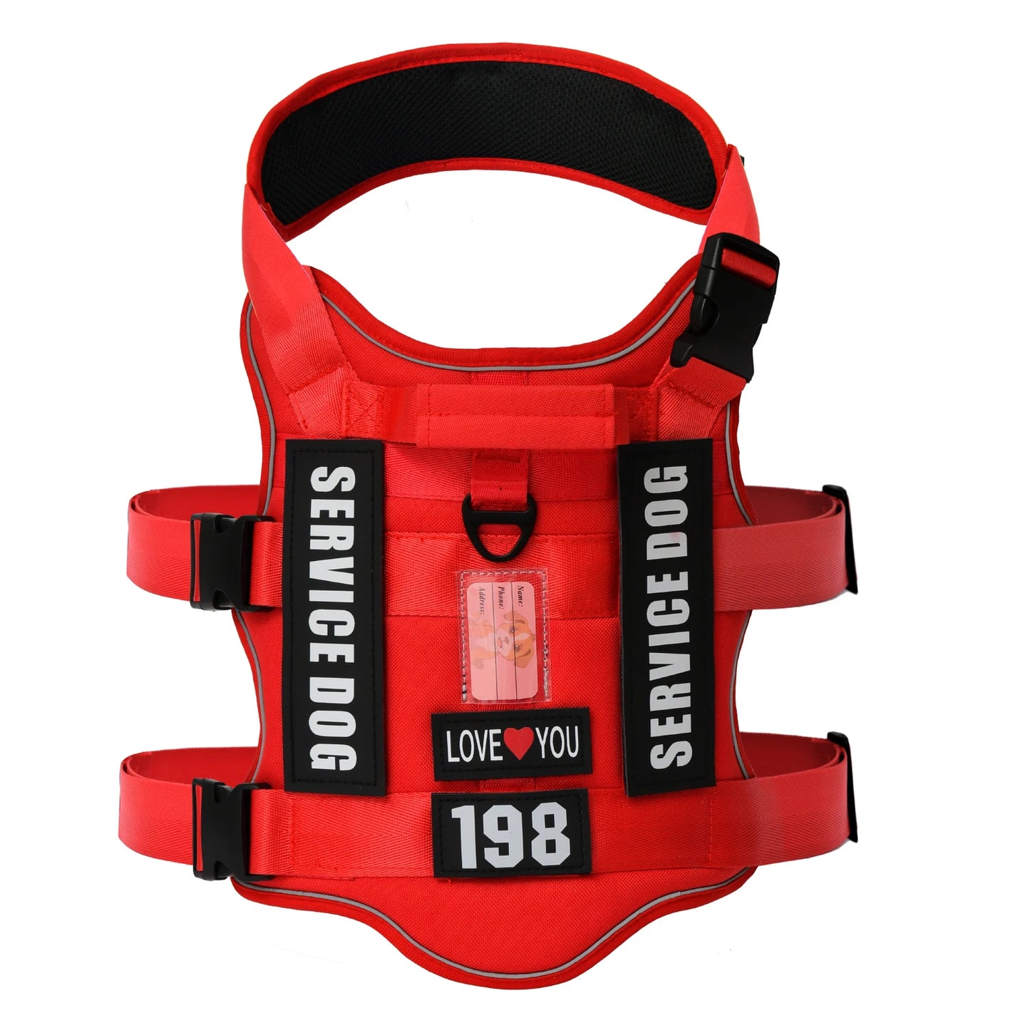 Dog Harness with 4 Dog Patches, Reflective Pet Harness with Durable Soft Padded Handle for Training Med
