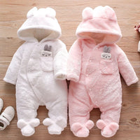 New Baby Plush Climbing Clothes Baby Warm and Thick Cartoon Dog Rabbit Cute Cotton Clothes for 0-2 Years Autumn and Winter