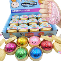 Mini Glitter Dumpling Squishy with Box Dumplings Sensory Steamer Soft Dough Ball for Decompression Fidget Toy Stress Relief Gift