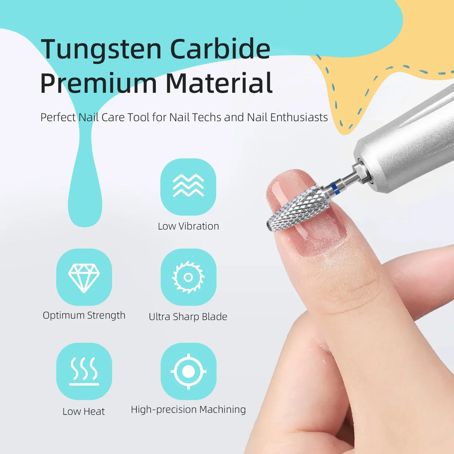 HYTOOS Bullet Carbide Nail Drill Bits Professional Rotary Flame Nail Bit Manicure Acrylic Gel Remover Nails Accessories Tools