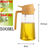2in1 500ml Plastic Spray Oil Sprayer Bottle Spray Oil Dispenser Oil Jar Cruet BBQ Kitchen Baking Roasting Picnic Kitchen Tool