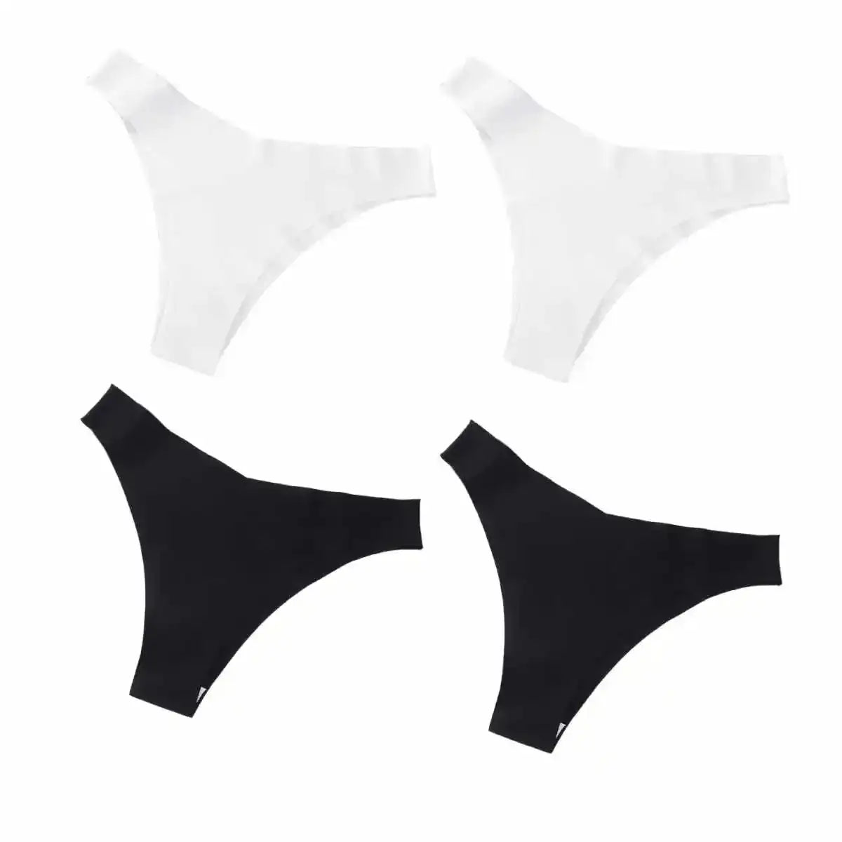 Ice Silk Low Rise Panties Seamless Underwear Women V-Shaped Briefs Quick-Drying Sports Thongs Female Underpants S-L 4Pcs/Set