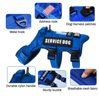 Dog Harness with 4 Dog Patches, Reflective Pet Harness with Durable Soft Padded Handle for Training Med
