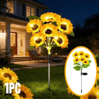 Solar Garden Lights Outdoor Sunflowers Garden Decor Lawn Lamp Waterproof Outdoor Decorations for Landscape Ard Patio Fence