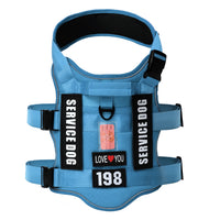 Dog Harness with 4 Dog Patches, Reflective Pet Harness with Durable Soft Padded Handle for Training Med