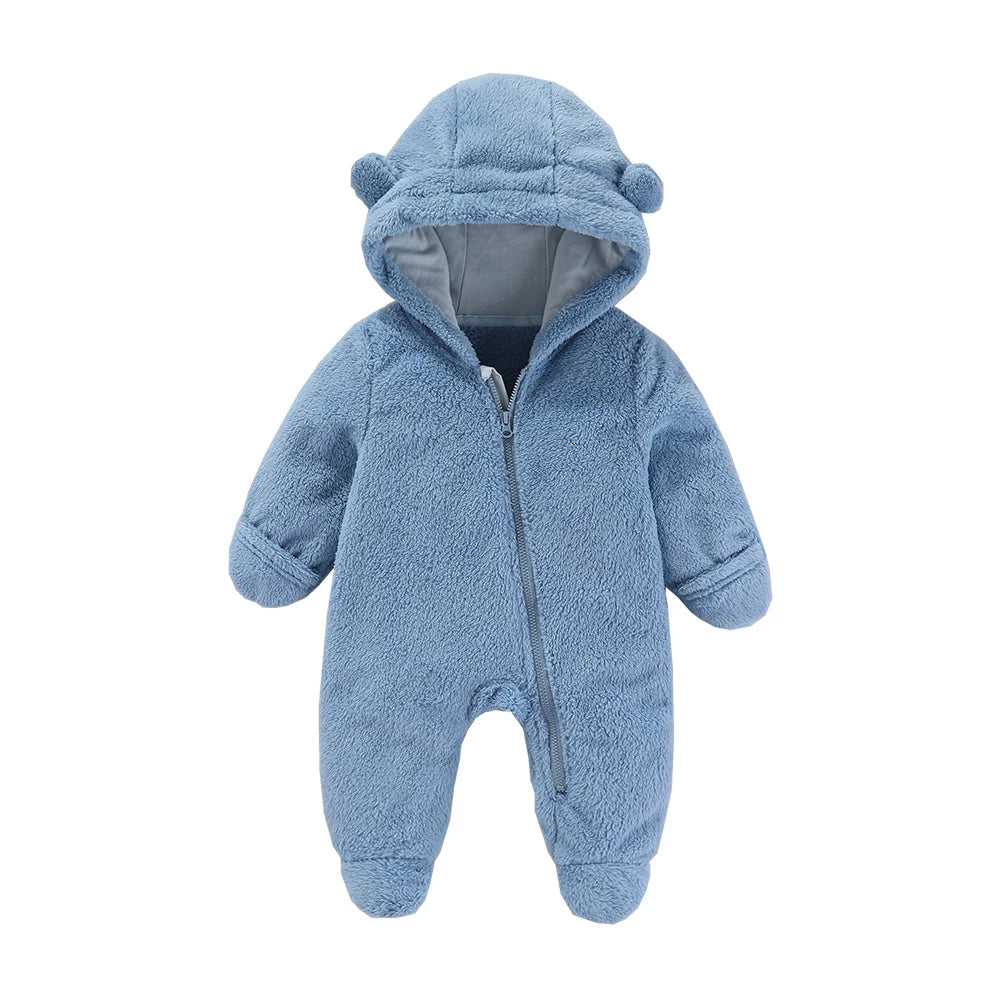 Newborn Baby Flannel Rompers Soft Warm Autumn Winter Bodysuit for Boys & Girls Cartoon Print Jumpsuit 0-19M Newborn Baby Clothes