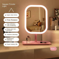 Unique Designer Vanity Mirror Three ColorsLEDLight Makeup Mirror Touch Control Desktop Mirror Bedroom Dressing Mirror