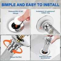 2 Pack Bathroom Sink Drain Strainer, 2 in 1 Pop Up Bathroom Sink Stopper with Hair Catcher Basket for 1~1.5 Inch Drain Holes.