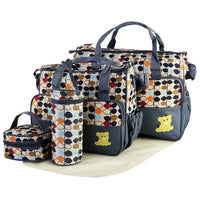 Mummy Diaper Shoulder Bag Set w/Changing Pad – Large Water-Resistant Nappy Bag with Insulated 5 Pockets