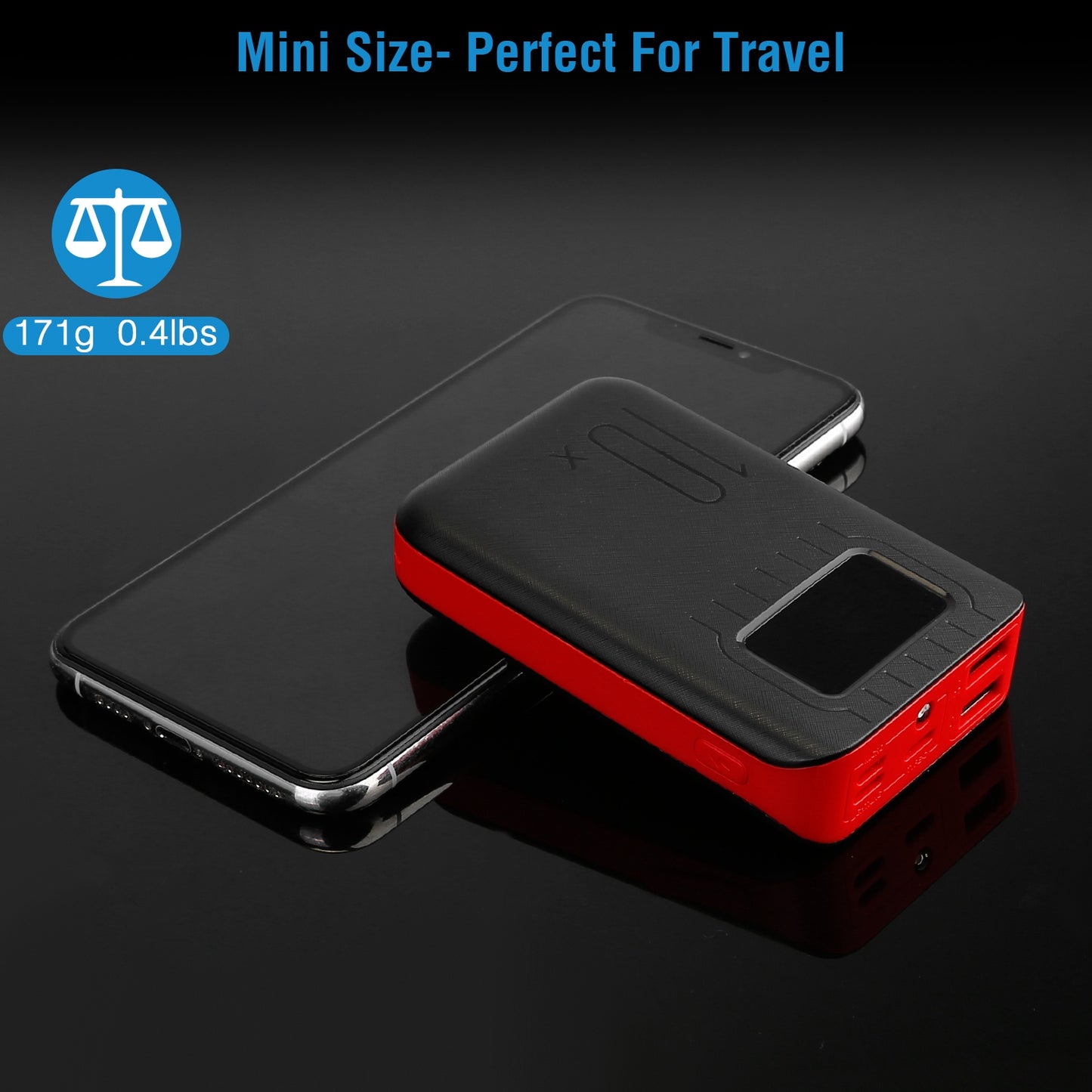 Portable Power Bank with Dual USB & LCD Display