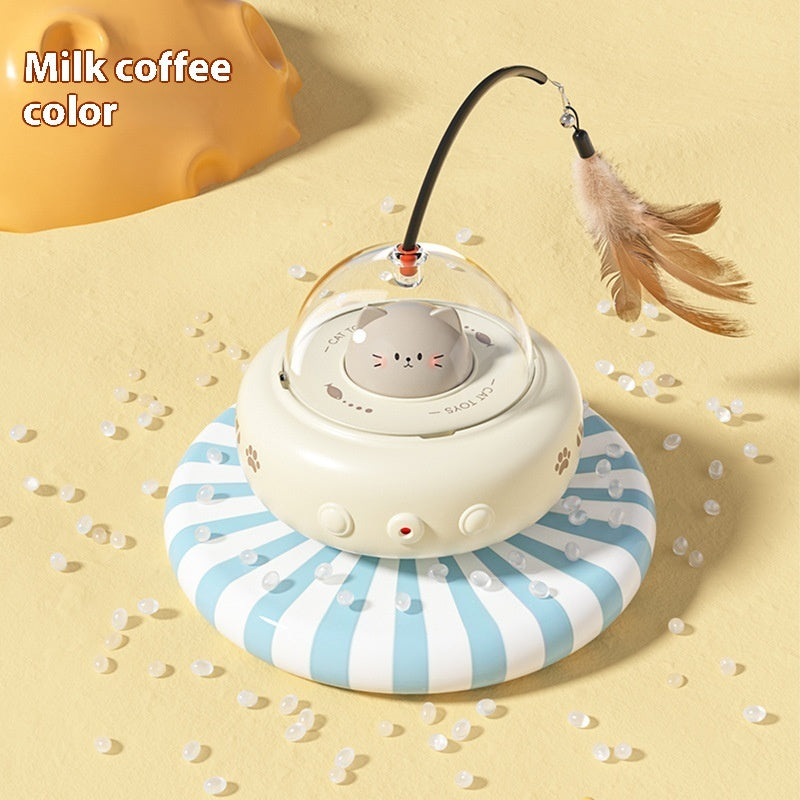 Electric UFO Cat Teaser Stick With Bell Training Pet Toys Replaceable Feather Interactive Cat Supplies Pet Supplies Pets Products