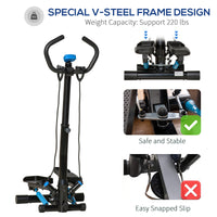 Twist Stepper Machine with Resistance Bands, Adjustable Workout Fitness Equipment with Handle Bar and LCD Display for Home Gym Exercise