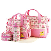 Mummy Diaper Shoulder Bag Set w/Changing Pad – Large Water-Resistant Nappy Bag with Insulated 5 Pockets