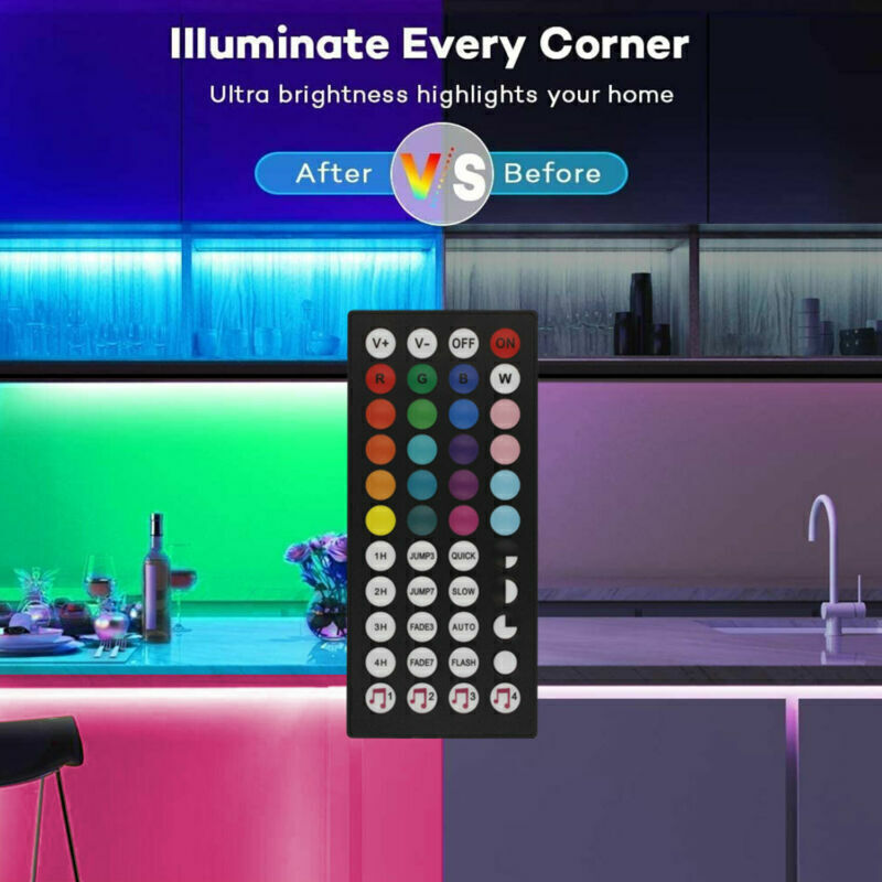 RGB LED Strip Lights with Bluetooth Remote