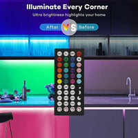 RGB LED Strip Lights with Bluetooth Remote