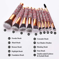 Diamond Inlaid Handmade Custom Makeup Brush 10 IN 1