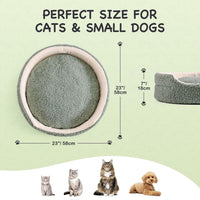 Pet Bed For Cats & Small Dogs - 23x23x7 Inch Round Orthopedic Bed With Non-Slip Bottom, Plush Indoor Cat Bed For Kittens & Puppies, Sage Green