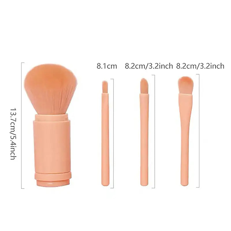 Makeup Brushes Set: 4 in 1 Mini Cute Makeup Brush Retractable Professional Foundation Blending Powder Eye Shadow Brush for Women Facial Cosmetics Makeup Brush Set