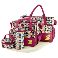 Mummy Diaper Shoulder Bag Set w/Changing Pad – Large Water-Resistant Nappy Bag with Insulated 5 Pockets